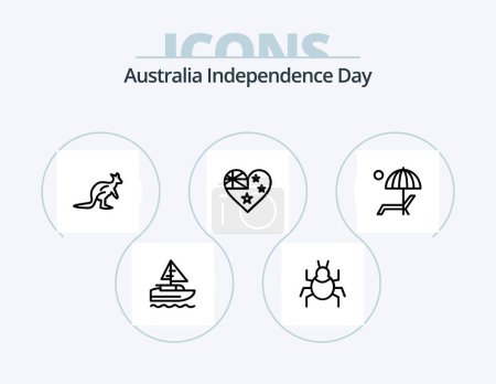 Ilustración de Australia Independence Day Line Icon Pack 5 Icon Design. opera house. culture. australia. citysets. travel - Imagen libre de derechos