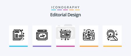 Ilustración de Editorial Design Line 5 Icon Pack Including textbook. book. idea. art. look. Creative Icons Design - Imagen libre de derechos
