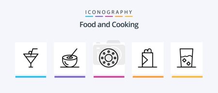 Téléchargez les illustrations : Food Line 5 Icon Pack Including omelet. egg. fast food. meal. food. Creative Icons Design - en licence libre de droit