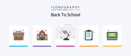Illustration for Back To School Flat 5 Icon Pack Including online. abc. study. education. clipboard. Creative Icons Design - Royalty Free Image