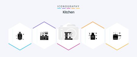 Téléchargez les illustrations : Kitchen 25 Glyph icon pack including . . kitchen. rice cooker. kitchen - en licence libre de droit