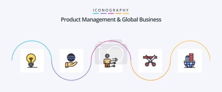 Ilustración de Product Managment And Global Business Line Filled Flat 5 Icon Pack Including architecture. opening. approach. modern. business - Imagen libre de derechos