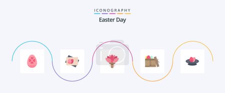Illustration for Easter Flat 5 Icon Pack Including celebration. day. flower. birthday. gift - Royalty Free Image