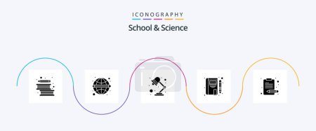 Téléchargez les illustrations : School And Science Glyph 5 Icon Pack Including content. lamp. writing. book - en licence libre de droit