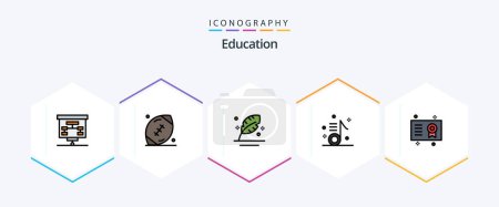 Illustration for Education 25 FilledLine icon pack including note. music. rugby. audio. quill - Royalty Free Image