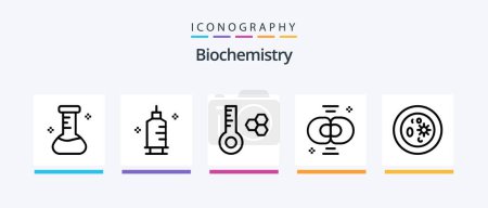 Téléchargez les illustrations : Biochemistry Line 5 Icon Pack Including laboratory. cell. fire. biology. torch. Creative Icons Design - en licence libre de droit