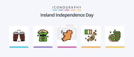 Ilustración de Ireland Independence Day Line Filled 5 Icon Pack Including wine. beer. football. irish. flag. Creative Icons Design - Imagen libre de derechos