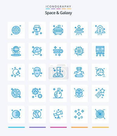 Illustration for Creative Space And Galaxy 25 Blue icon pack  Such As space. astronomy. robot. space. astronomy - Royalty Free Image