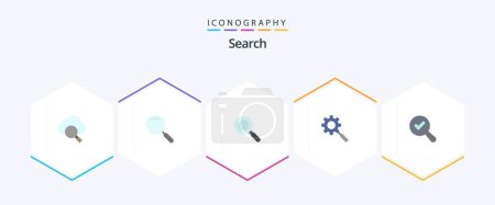 Téléchargez les illustrations : Search 25 Flat icon pack including . search. research. find. gear - en licence libre de droit