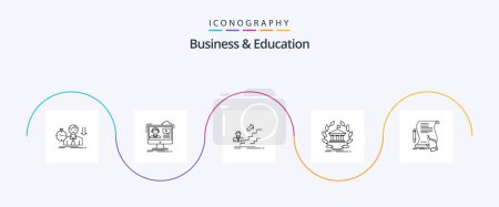 Illustration for Business And Education Line 5 Icon Pack Including online. bank. online. career. development - Royalty Free Image