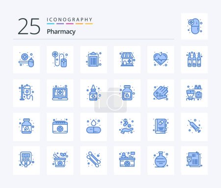 Illustration for Pharmacy 25 Blue Color icon pack including science. beat. healthcare. pharmacy. drugstore - Royalty Free Image