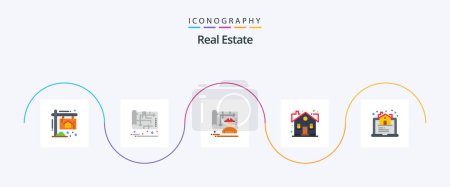 Téléchargez les illustrations : Real Estate Flat 5 Icon Pack Including property. house. plan. home. engineer - en licence libre de droit