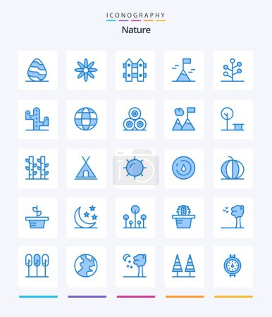 Illustration for Creative Nature 25 Blue icon pack  Such As tree. garden. garden. forest. mountain - Royalty Free Image