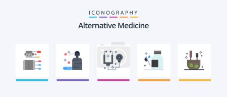 Illustration for Alternative Medicine Flat 5 Icon Pack Including medicine. healthcare. soap. health. tools. Creative Icons Design - Royalty Free Image