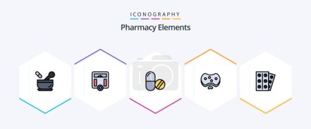 Téléchargez les illustrations : Pharmacy Elements 25 FilledLine icon pack including medical. medical. drug. hospital. care - en licence libre de droit