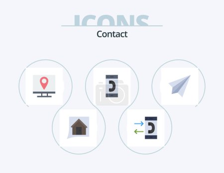 Téléchargez les illustrations : Contact Flat Icon Pack 5 Icon Design. contact us. communication. information. outgoing. contact - en licence libre de droit