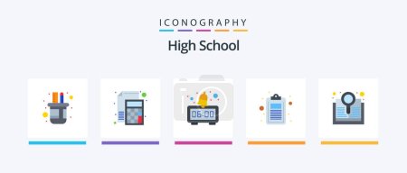 Illustration for High School Flat 5 Icon Pack Including book. list. paper. education. check. Creative Icons Design - Royalty Free Image