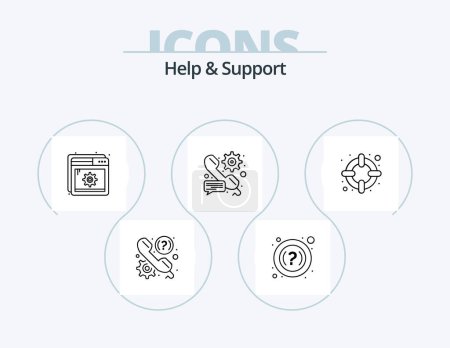 Illustration for Help And Support Line Icon Pack 5 Icon Design. service. faq. content. update. monitor - Royalty Free Image