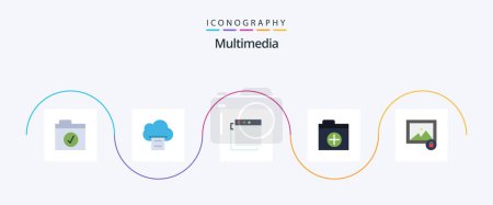 Illustration for Multimedia Flat 5 Icon Pack Including . add. lock - Royalty Free Image