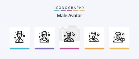 Illustration for Male Avatar Line 5 Icon Pack Including repair. mechanic. gardener. man. labour. Creative Icons Design - Royalty Free Image