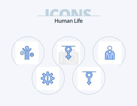 Illustration for Human Blue Icon Pack 5 Icon Design. avatar. queen. man. gender. process - Royalty Free Image