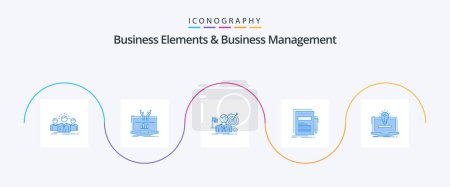 Ilustración de Business Elements And Business Managment Blue 5 Icon Pack Including file. business. online. success. hit - Imagen libre de derechos