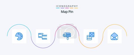Téléchargez les illustrations : Map Pin Blue 5 Icon Pack Including . shopping. open. message - en licence libre de droit