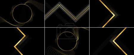 Illustration for Black luxury background with golden ribbon elements and glitter light effect decoration. bokeh. and stars realistic 3D style design; vector illustration - Royalty Free Image