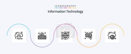 Ilustración de Information Technology Line 5 Icon Pack Including computing. mouse. communication. keyboard. input - Imagen libre de derechos