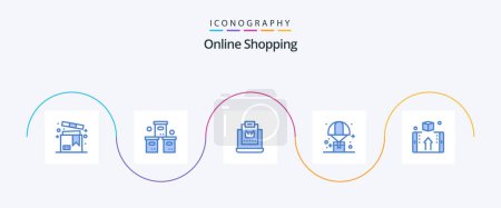 Ilustración de Online Shopping Blue 5 Icon Pack Including logistic. balloon. packaging. shopping. online - Imagen libre de derechos