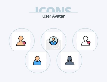 Téléchargez les illustrations : User Line Filled Icon Pack 5 Icon Design. basic. user. man. man. man - en licence libre de droit
