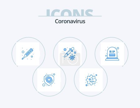Ilustración de Coronavirus Blue Icon Pack 5 Icon Design. count. transmission. fever. petri. temperature - Imagen libre de derechos