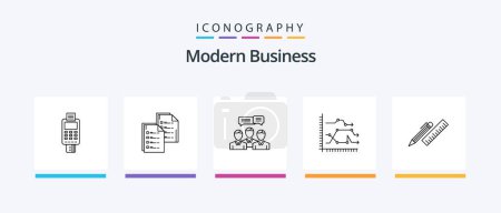 Téléchargez les illustrations : Modern Business Line 5 Icon Pack Including fingerprint. graph. hand. diagram. business. Creative Icons Design - en licence libre de droit