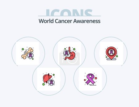 Illustration for World Cancer Awareness Line Filled Icon Pack 5 Icon Design. cancer. awareness. laboratory. medical. hospital - Royalty Free Image