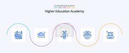 Illustration for Academy Blue 5 Icon Pack Including balance. study. study. science. education - Royalty Free Image