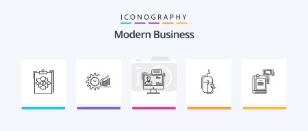 Ilustración de Modern Business Line 5 Icon Pack Including news. financial. business. coffee. skills. Creative Icons Design - Imagen libre de derechos