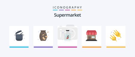 Illustration for Supermarket Flat 5 Icon Pack Including . supermarket. berry. rice. store. Creative Icons Design - Royalty Free Image