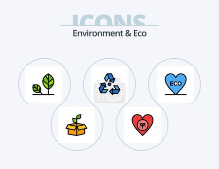 Ilustración de Environment And Eco Line Filled Icon Pack 5 Icon Design. tree. plant. power. environment. garbage - Imagen libre de derechos