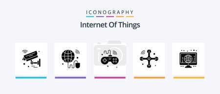 Illustration for Internet Of Things Glyph 5 Icon Pack Including internet of things. connections. world. communications. things. Creative Icons Design - Royalty Free Image