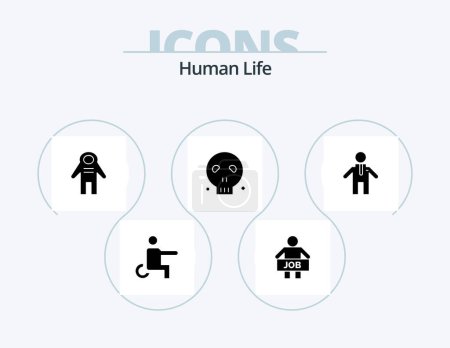 Téléchargez les illustrations : Human Glyph Icon Pack 5 Icon Design. man. human. worker. head. space traveler - en licence libre de droit