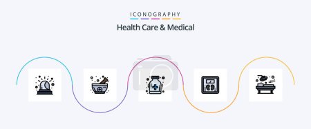 Illustration for Health Care And Medical Line Filled Flat 5 Icon Pack Including room. hospital. drug. machine. scale - Royalty Free Image
