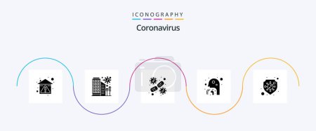 Ilustración de Coronavirus Glyph 5 Icon Pack Including protection. man. bacteria. healthcare. blood cell - Imagen libre de derechos