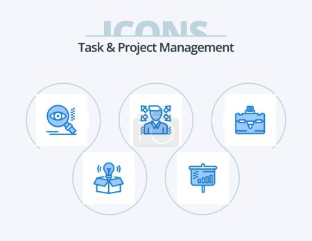 Ilustración de Task And Project Management Blue Icon Pack 5 Icon Design. . tourist. search. bag. man - Imagen libre de derechos