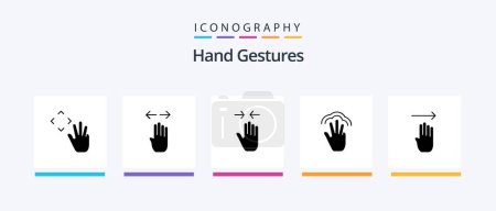 Téléchargez les illustrations : Hand Gestures Glyph 5 Icon Pack Including interface. gestures. right. fingers. arrow. Creative Icons Design - en licence libre de droit