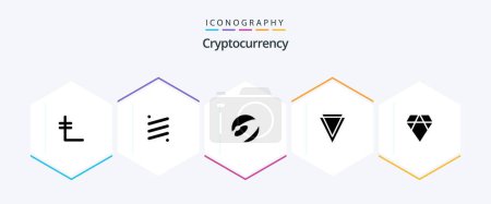 Téléchargez les illustrations : Cryptocurrency 25 Glyph icon pack including verge . crypto currency. crypto . crypto . nexus - en licence libre de droit
