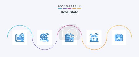 Ilustración de Real Estate Blue 5 Icon Pack Including house. real estate. building. calendar. real - Imagen libre de derechos