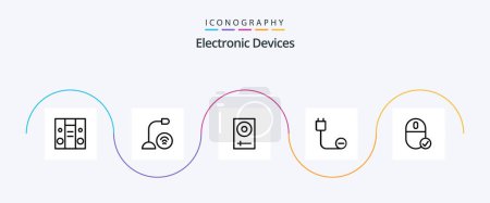 Illustration for Devices Line 5 Icon Pack Including power. devices. console. cord. mixer - Royalty Free Image