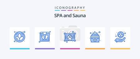 Ilustración de Sauna Blue 5 Icon Pack Including . sauna. lotus. plant. Creative Icons Design - Imagen libre de derechos