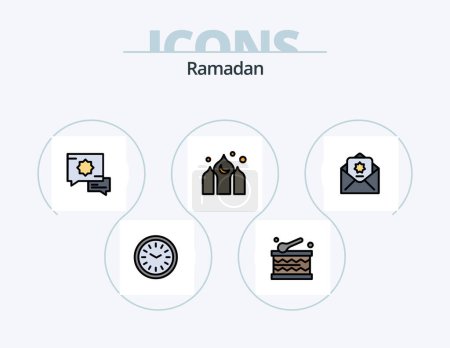Illustration for Ramadan Line Filled Icon Pack 5 Icon Design. . ramadan . iftar . islam . abrahamic - Royalty Free Image