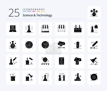 Illustration for Science And Technology 25 Solid Glyph icon pack including scientific study of the origin of the earth. geography. lab glassware. science portfolio. science education - Royalty Free Image